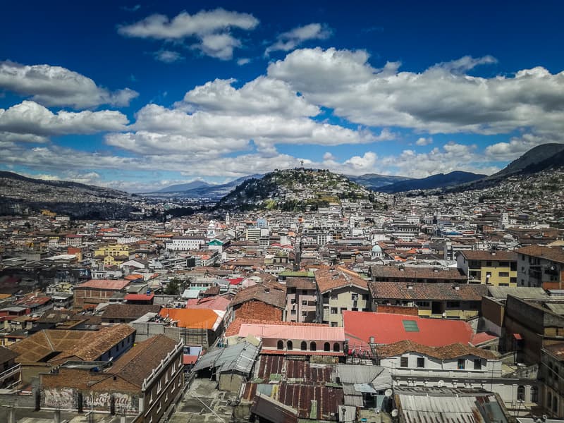 Colonial Quito with El Panecillo in the background