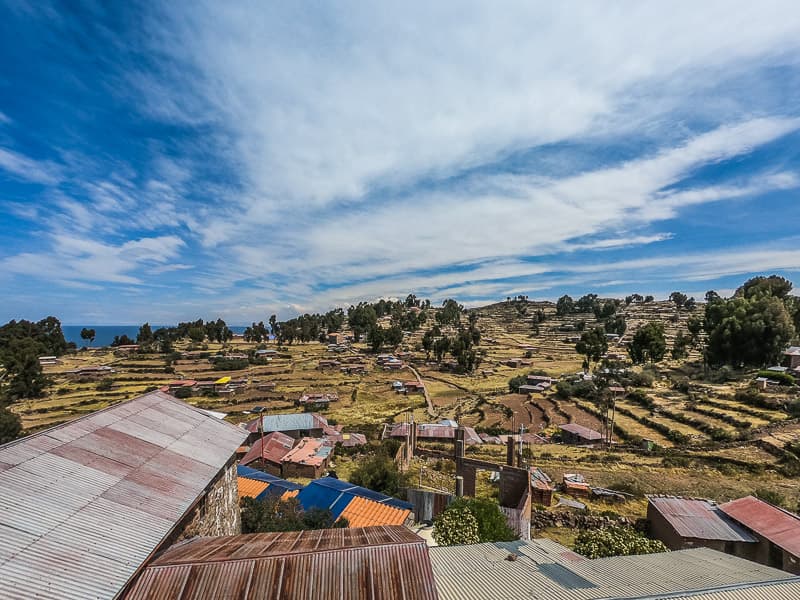 View from rooftop in Taquile looking West