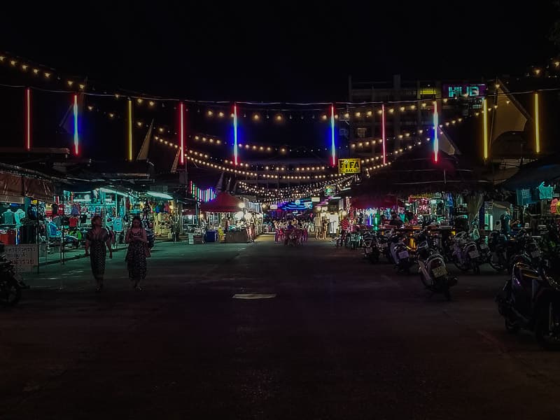 Lit up streets at night
