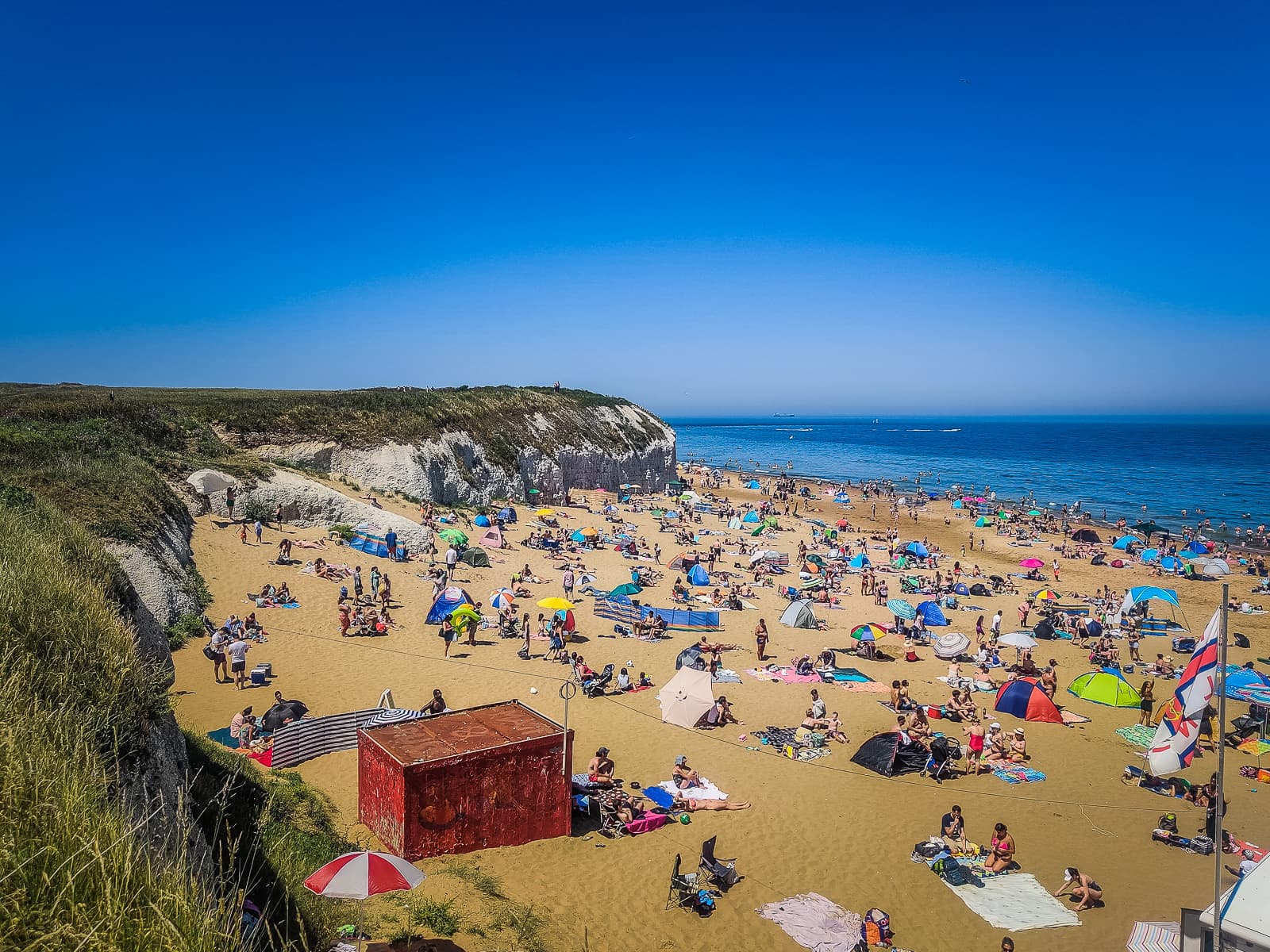View of the beach from the cliff
